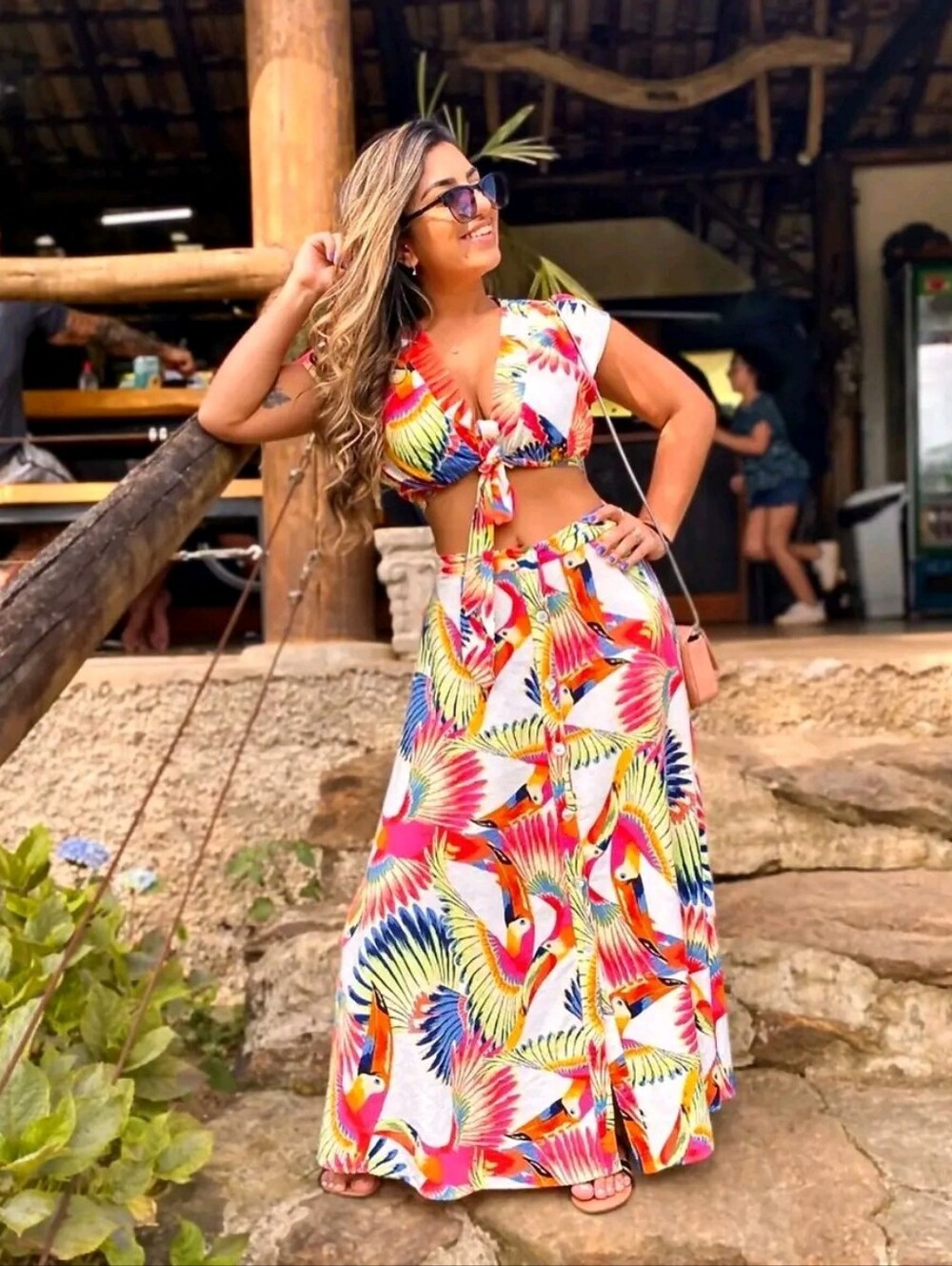 Farm Rio - Midi Skirt and Crop Top - Two-Piece Set - Picture 4 of 12